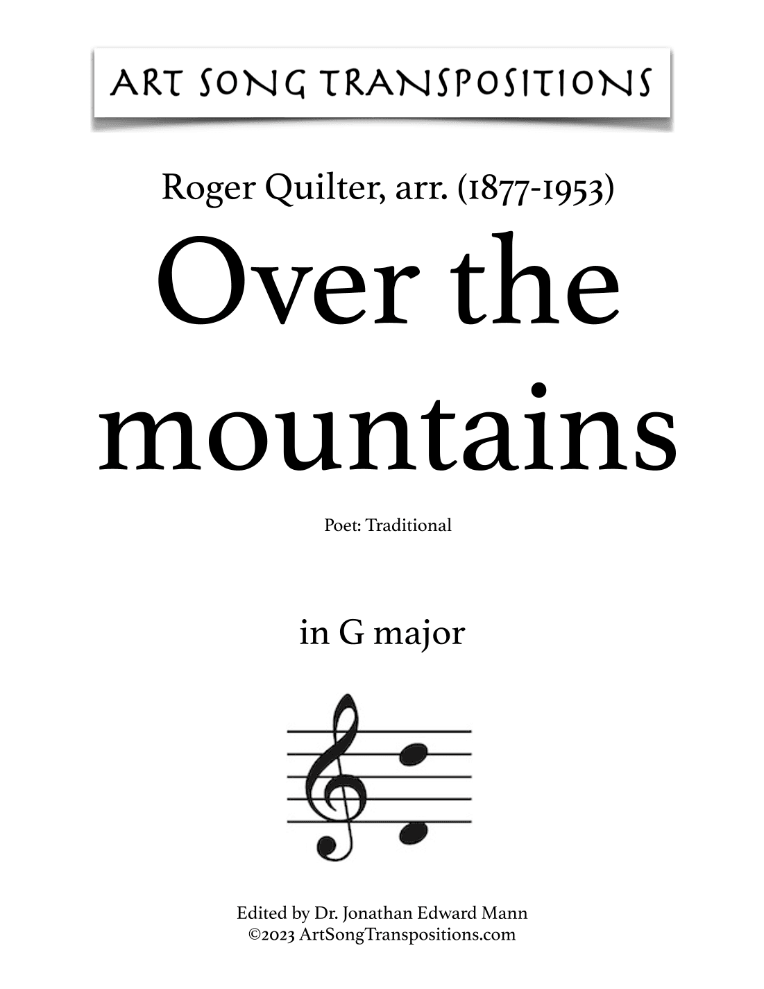 QUILTER: Over the mountains (transposed to G major) (arr. Roger Quilter)