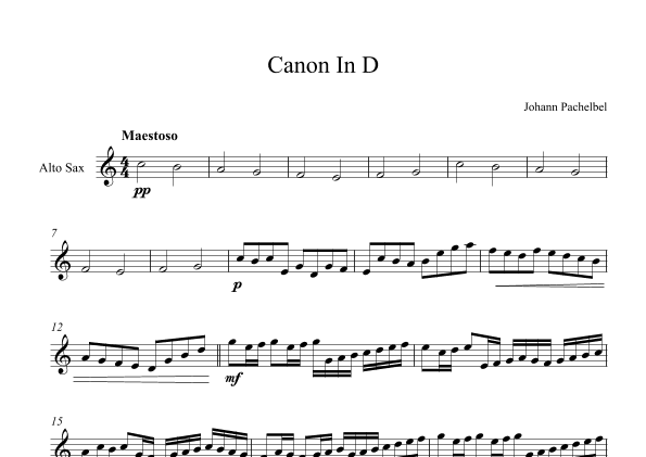 Canon In D - Johann Pachelbel (Alto Sax) (arr. Digital Book Music)