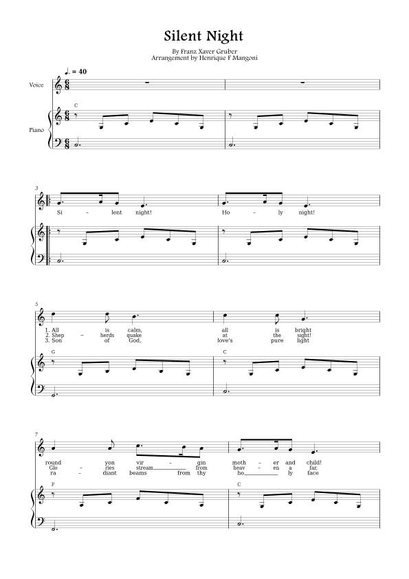 Silent Night (english lyrics) (arr. Henrique F Mangoni)