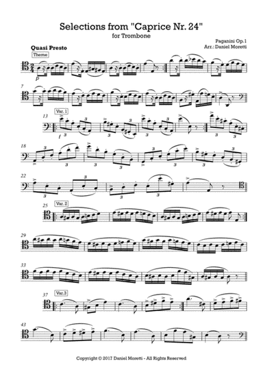 Selections from "Caprice Nr. 24" - Paganini (Trombone) (arr. Daniel Moretti)