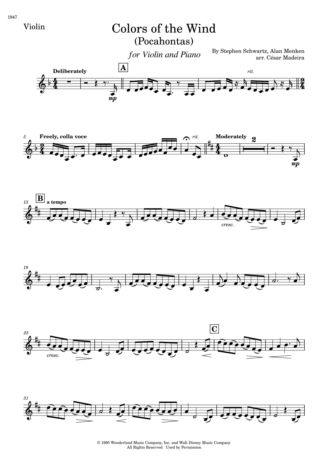 Colors Of The Wind (arr. César Madeira)