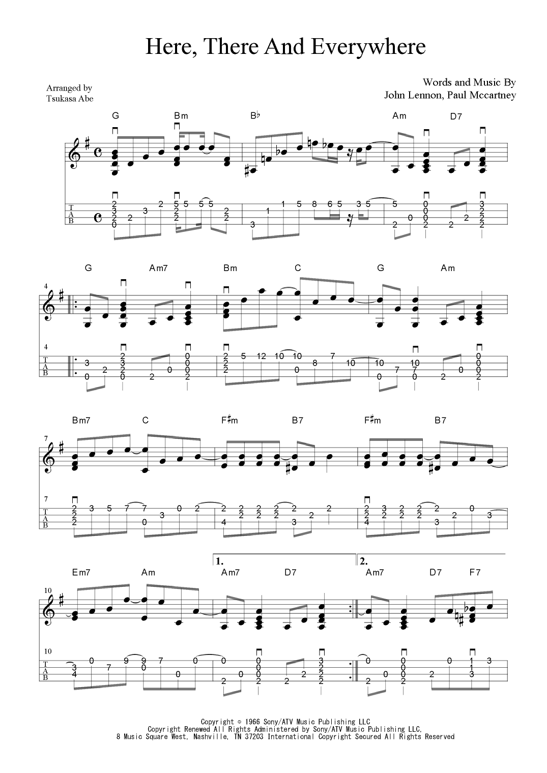 Here, There And Everywhere (arr. Tsukasa Abe)