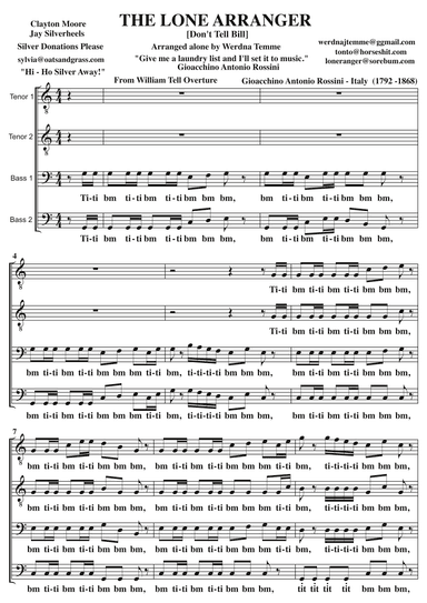 The Lone Ranger Theme Tune A Cappella TTBB (arr. Andrew Emmet)