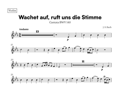 Wachet auf, ruft uns die Stimme (for Violin) (arr. Cadenza Editions)