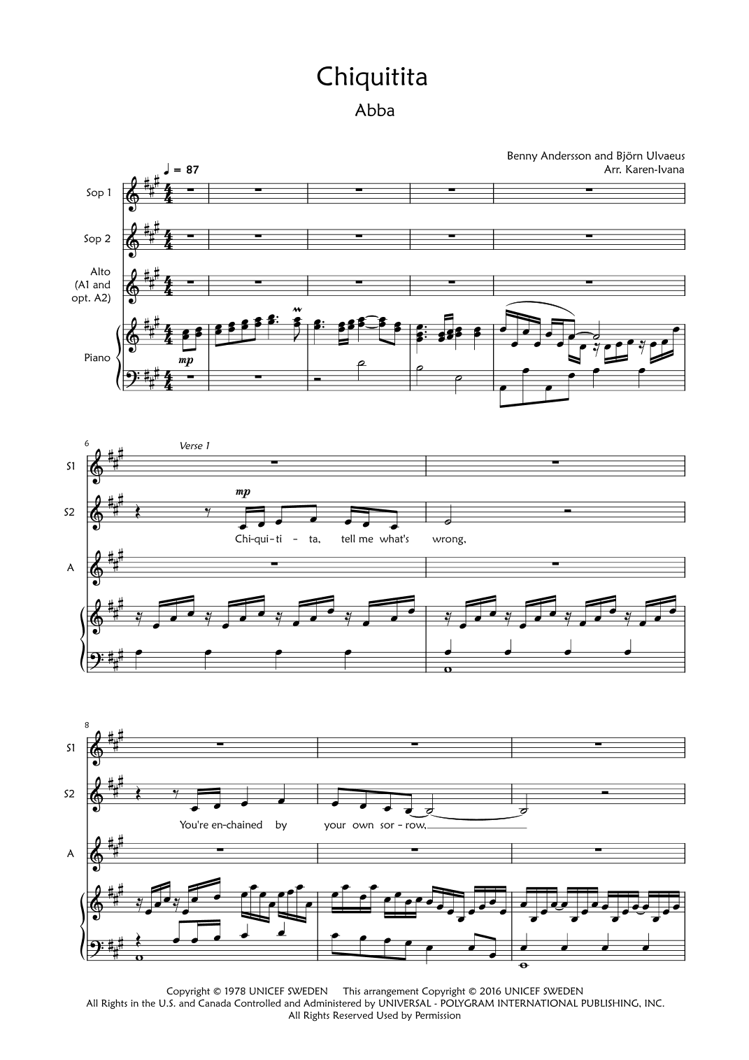 Chiquitita (arr. Karen Ivana)