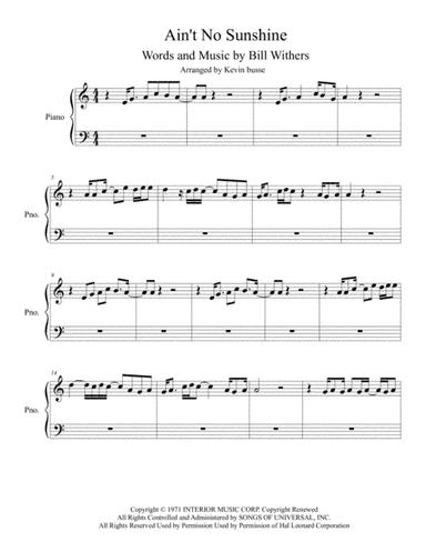 Ain't No Sunshine (arr. Kevin Busse)