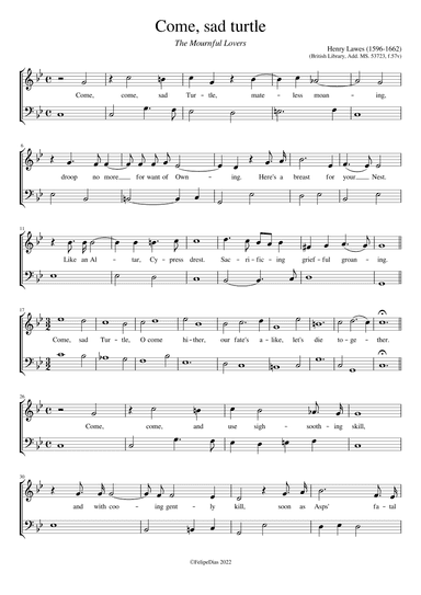 Come sad turtle (The Mournful Lovers) (arr. Early Music Scores)