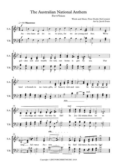 Advance Australia Fair (arr. Jacob Evans)