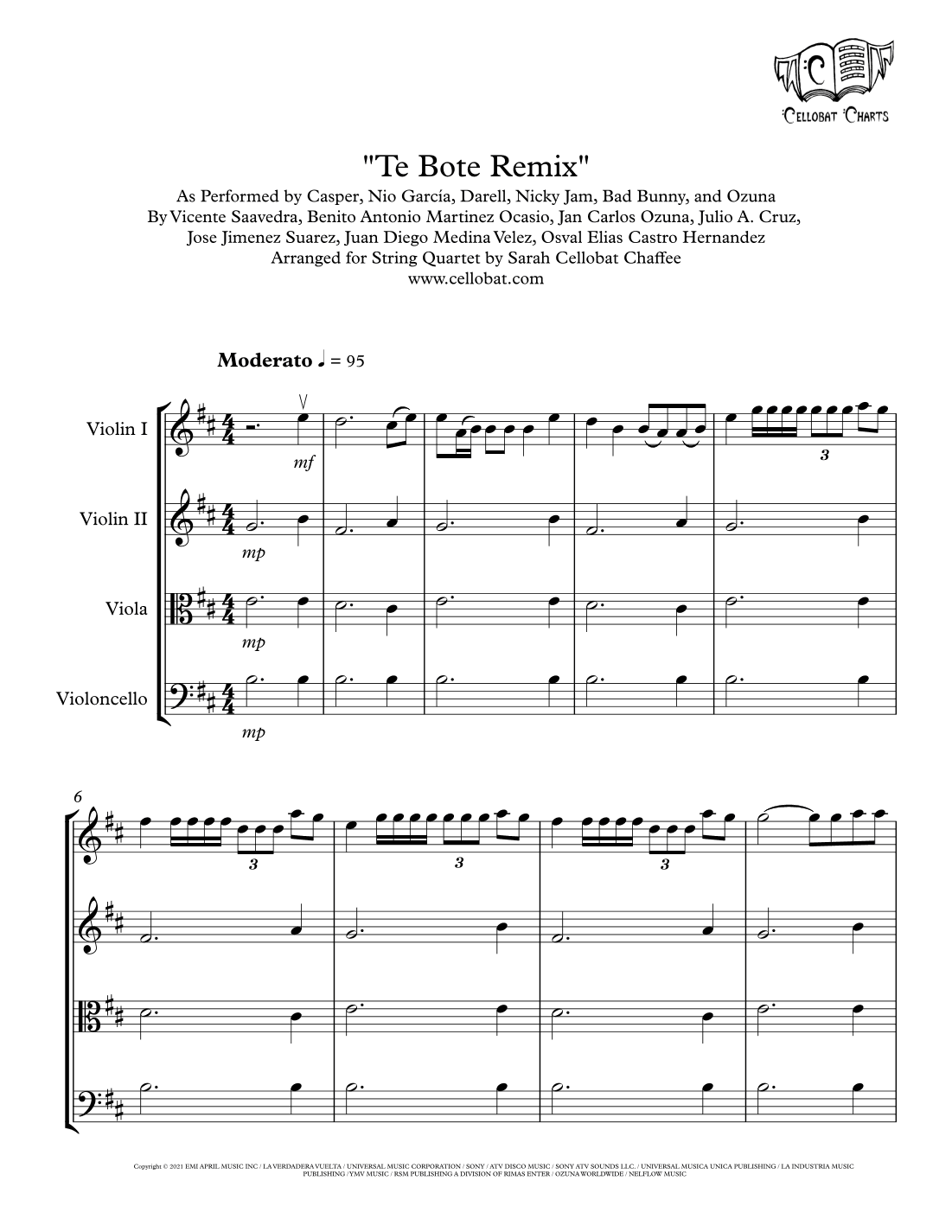 Te Bote Remix (arr. Sarah Cellobat Chaffee)