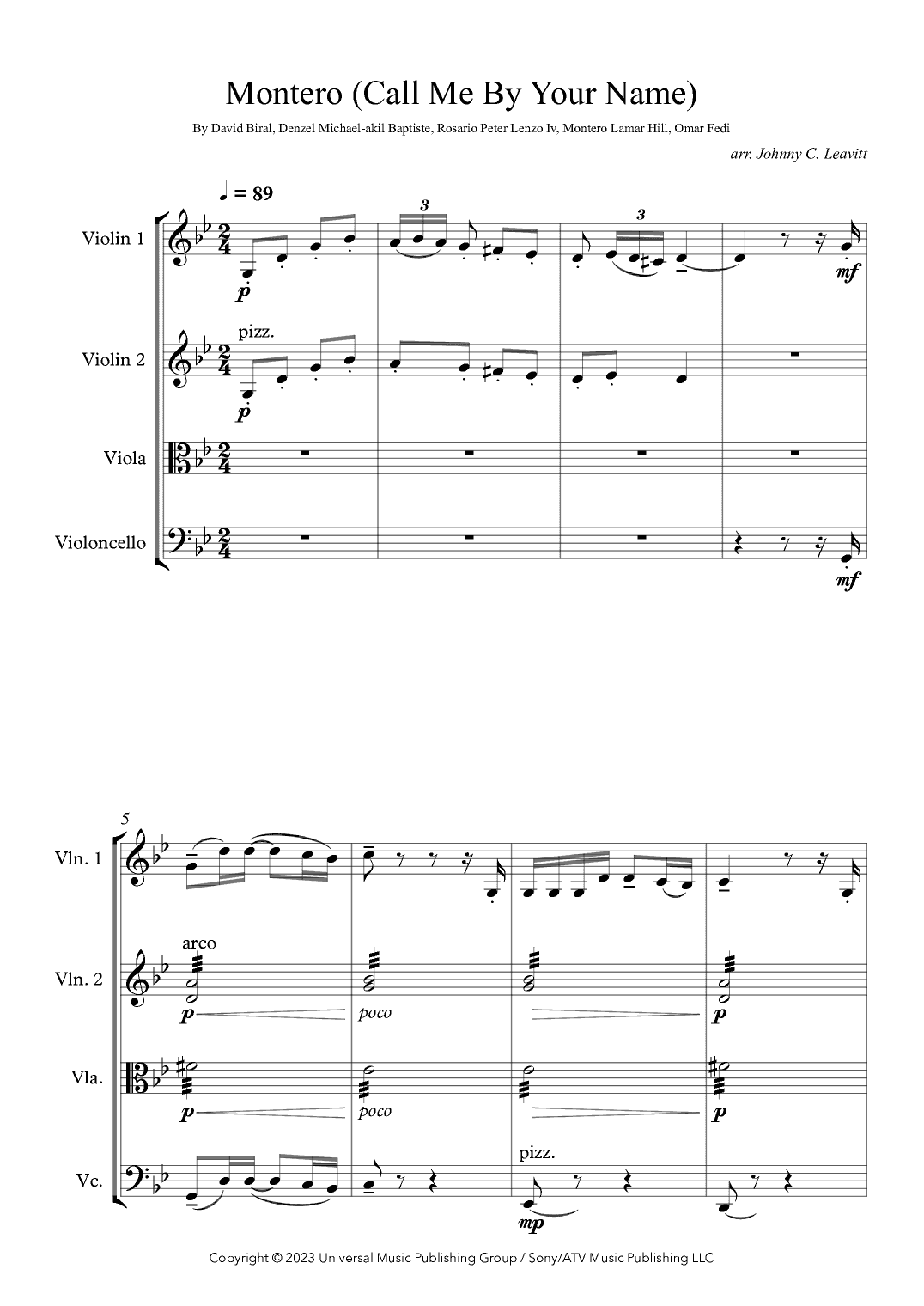 Montero (call Me By Your Name) (arr. Johnny C. Leavitt)