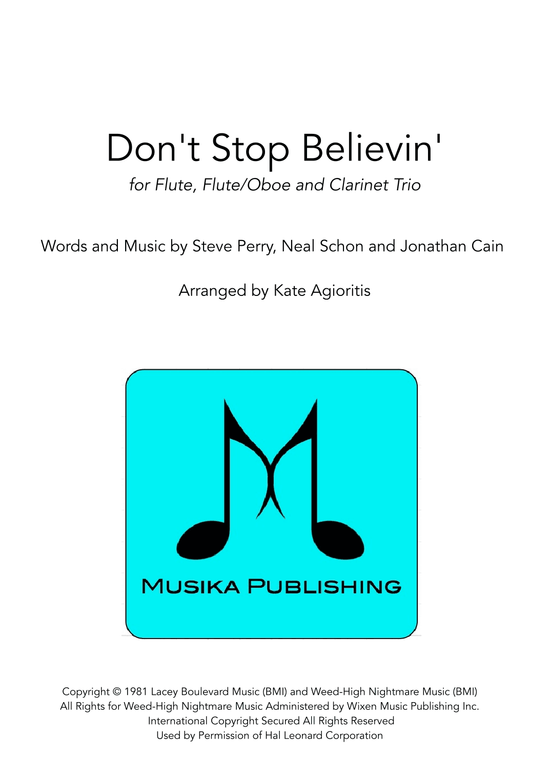 Don't Stop Believin' (arr. Kate Agioritis)