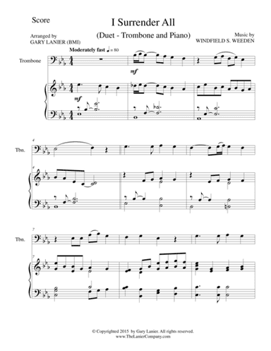 I SURRENDER ALL (Duet – Trombone and Piano/Score and Parts) (arr. Gary Lanier)