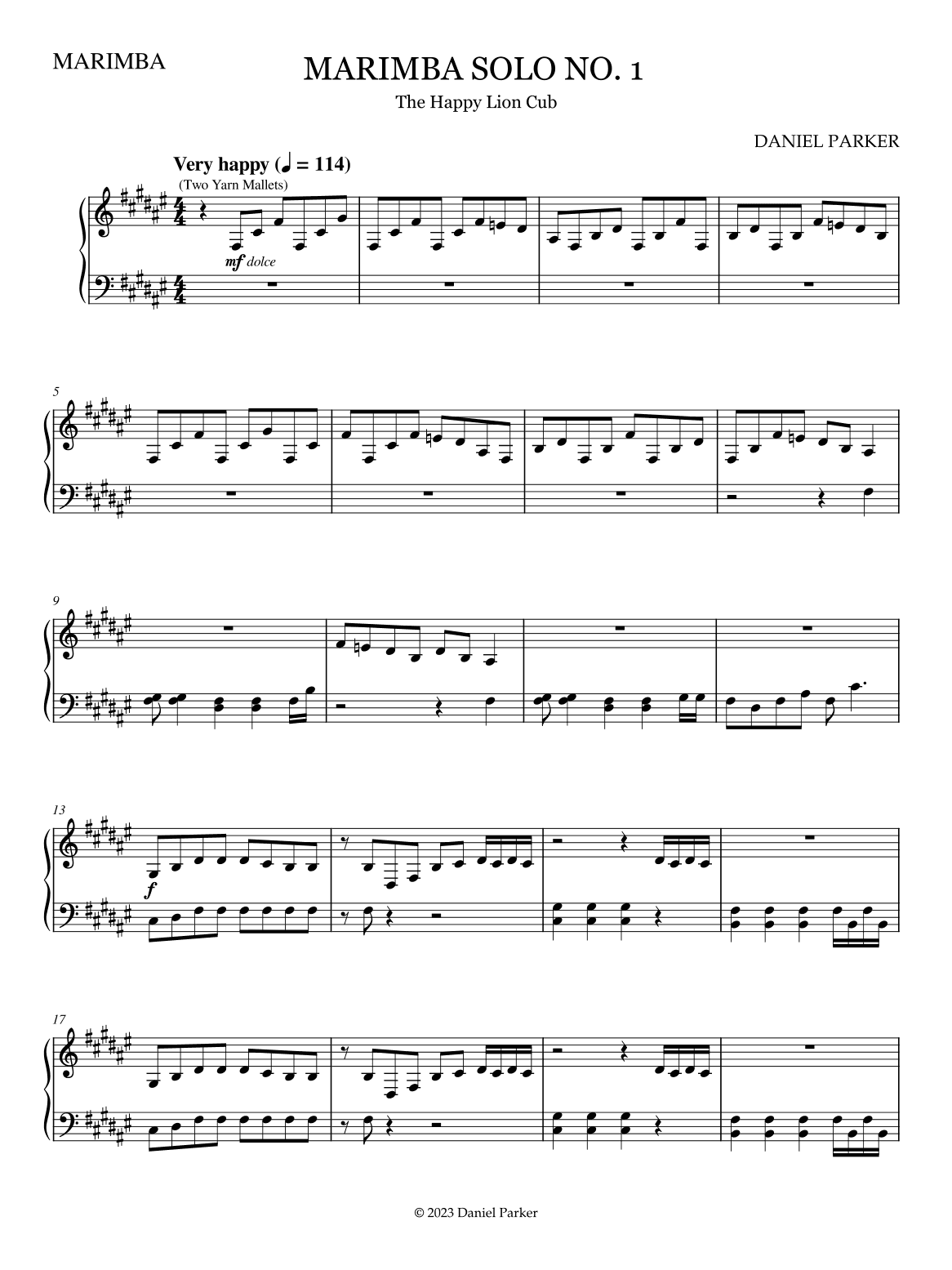 Marimba Solo No. 1 (The Happy Lion Cub)