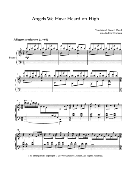 Angels We Have Heard on High - Piano Solo (arr. Andrew Duncan)