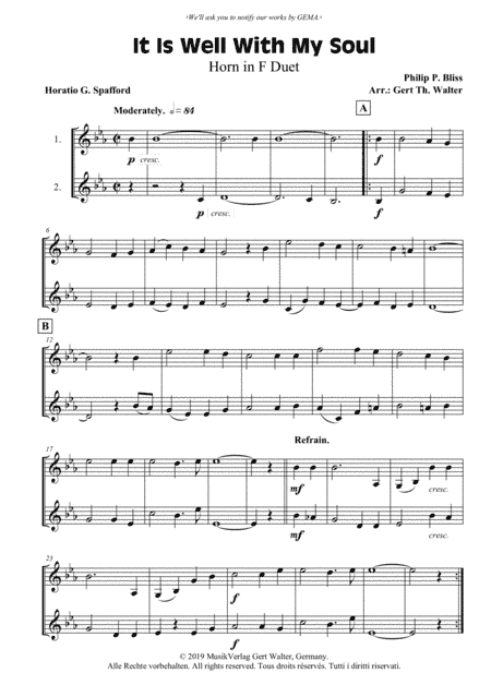 It Is Well With My Soul (arr. Gert Th. Walter)