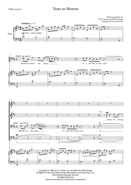 Tears In Heaven (arr. Ian Assersohn)