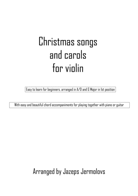 Best Christmas songs and chorals for violin with chord accompaniment (arr. Jazeps Jermolovs)