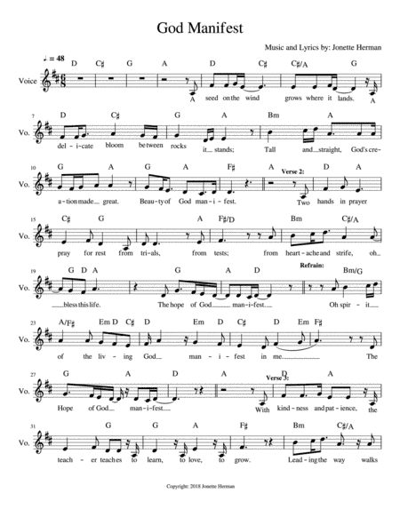 God Manifest - Lead Sheet