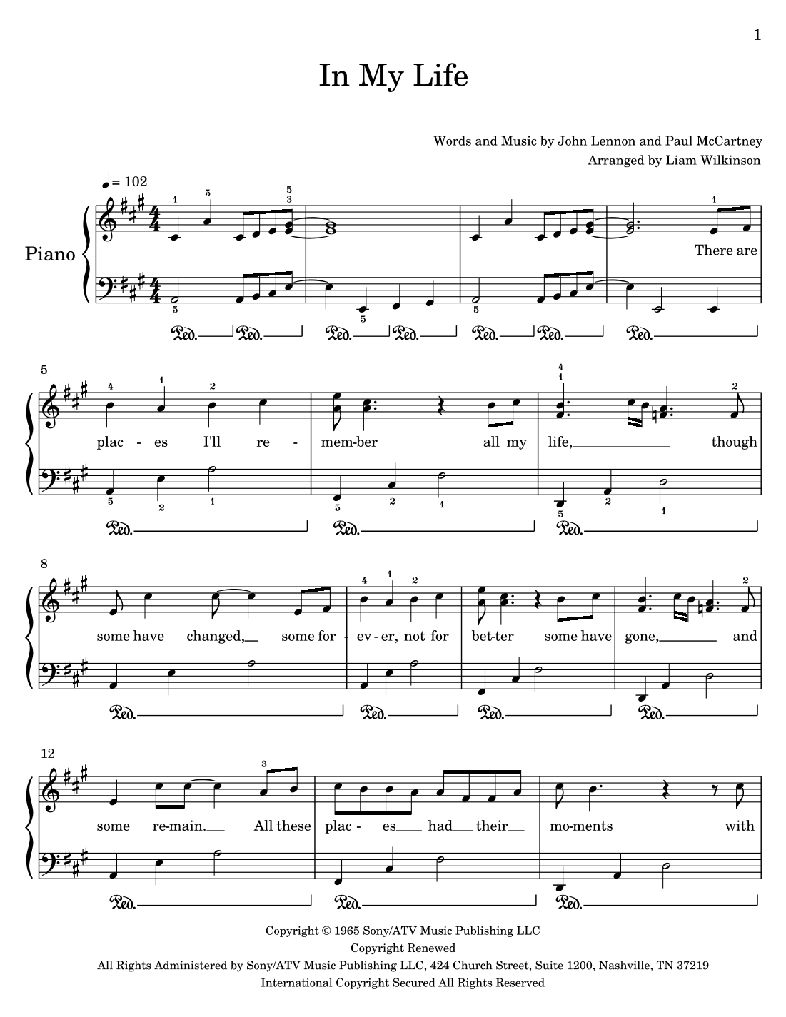 In My Life (arr. Liam Wilkinson)