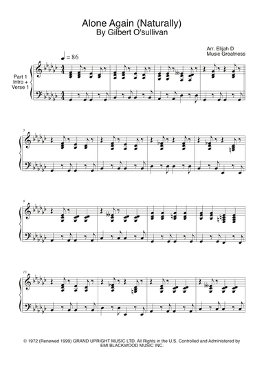 Alone Again (naturally) (arr. Music Greatness)
