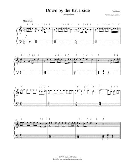 Down by the Riverside - for easy piano (arr. Samuel Stokes)