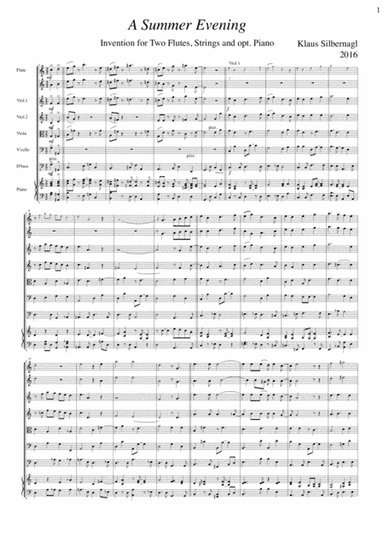 A Summer Evening, Invention for Two Flutes, Strings and opt. Piano