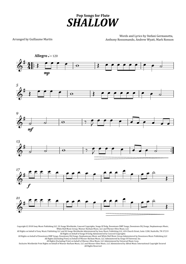 Shallow (arr. Guillaume Martin)