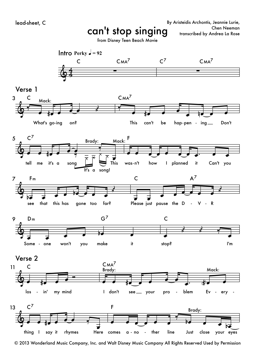 Can't Stop Singing (arr. Andrea La Rose)