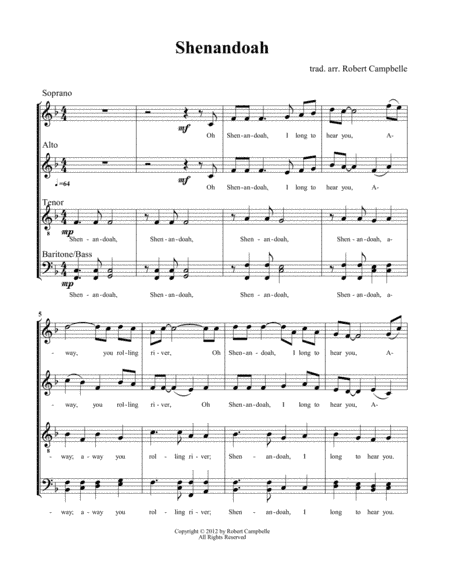 Shenandoah (arr. Robert Campbelle)