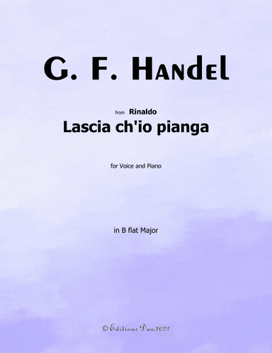 Lascia ch'io pianga, by Handel, in B flat Major (arr. Editions Dao)