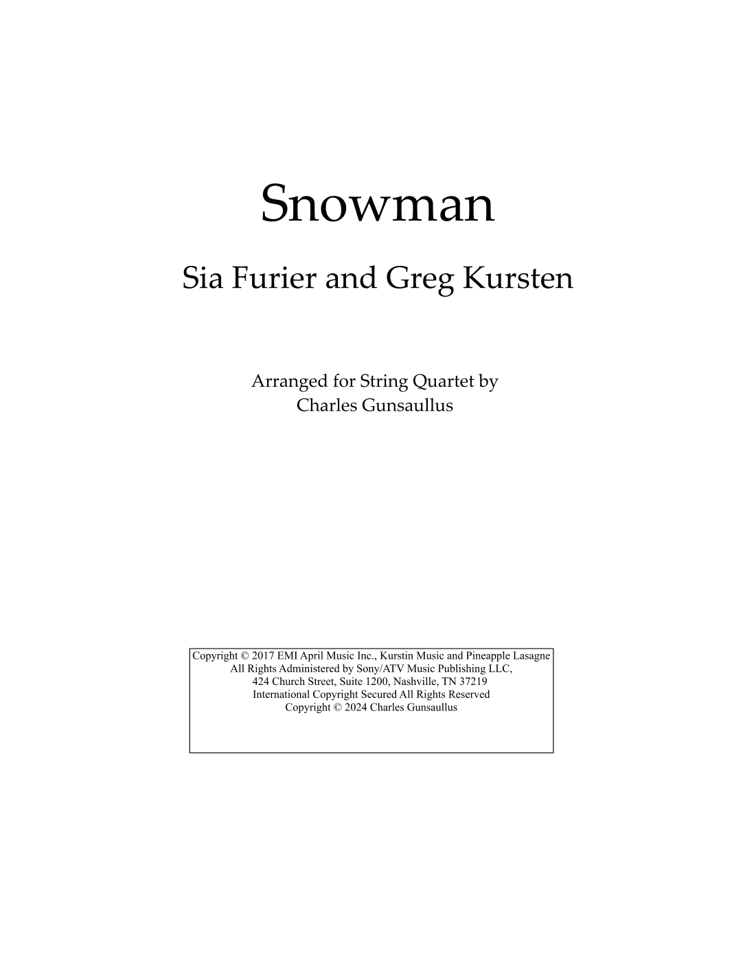 Snowman (arr. Charles Gunsaullus)