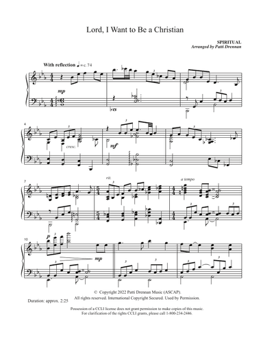 Lord, I Want to Be a Christian (arr. Patti Drennan)