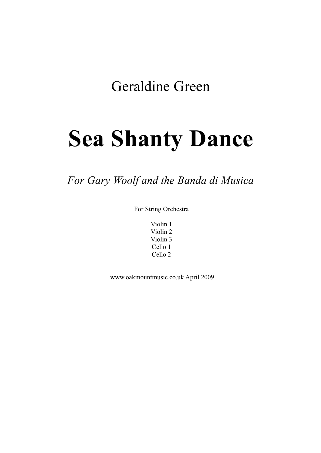 Sea Shanty Dance, for String Orchestra  (School Arrangement)