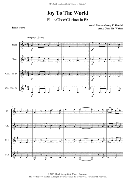 Joy To The World (arr. Gert Th. Walter)