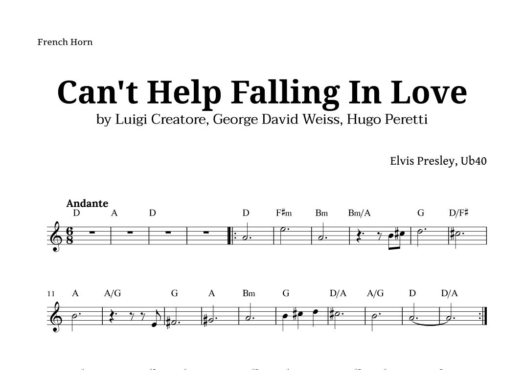 Can't Help Falling In Love (arr. Langanho)