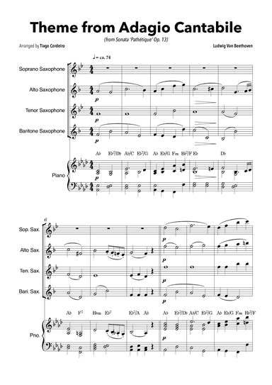 Theme From Adagio Cantabile (from Sonata 'Pathétique' Op.13) (arr. Tiago Cordeiro)