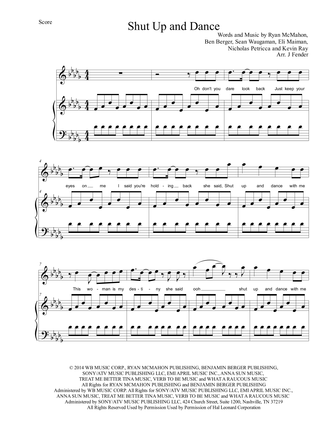 Shut Up And Dance (arr. Jerremy Fender)
