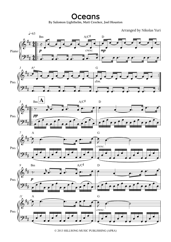 Oceans (where Feet May Fail) (arr. Nikolas Yuri)