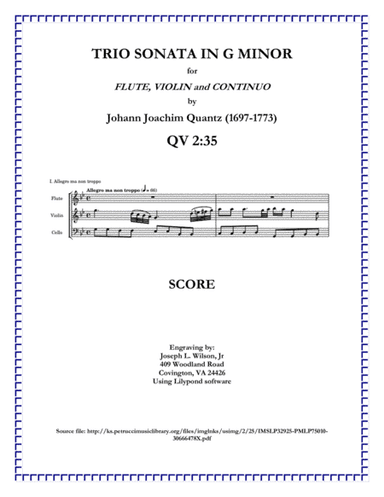 Quantz Trio Sonata in G Minor for Flute, Violin and Continuo QV. 2:35 (arr. Joseph L. Wilson, Jr.)