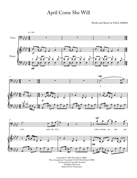 April Come She Will (arr. Abby Kellems)