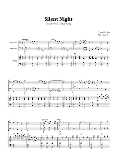 Silent Night for Cello Duet and Piano (arr. Rika K.)