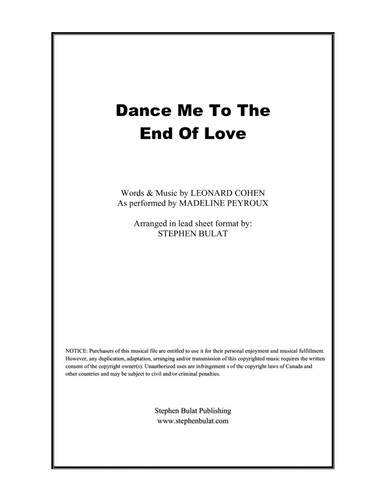 Dance Me To The End Of Love (arr. Stephen Bulat)