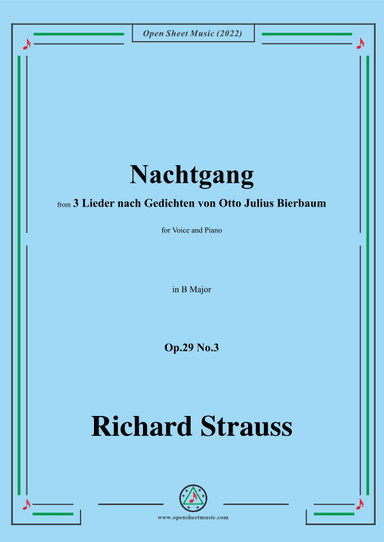Richard Strauss-Nachtgang,in B Major,Op.29 No.3 (arr. OSM Press)