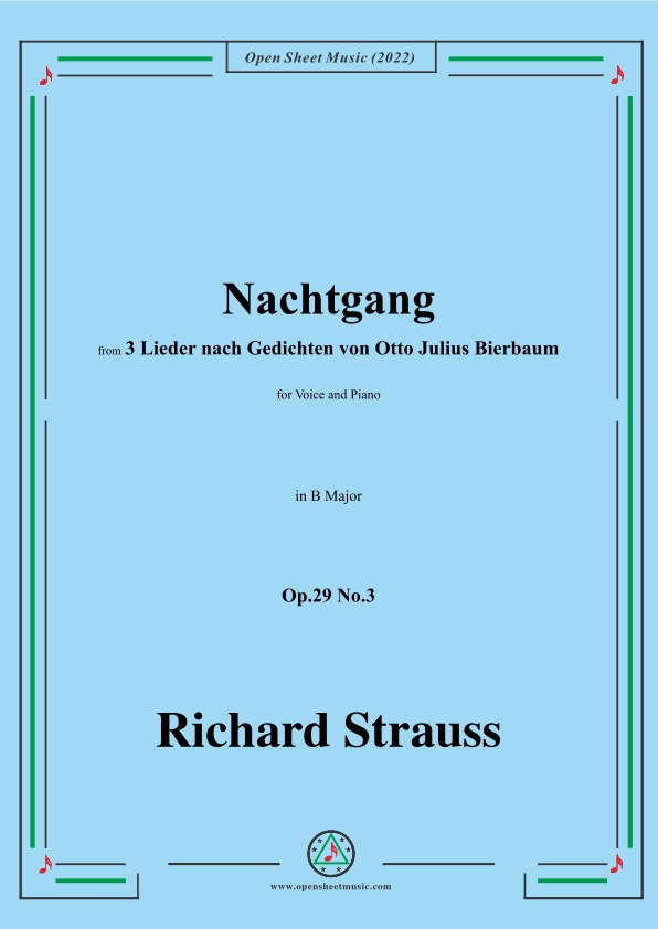 Richard Strauss-Nachtgang,in B Major,Op.29 No.3 (arr. OSM Press)