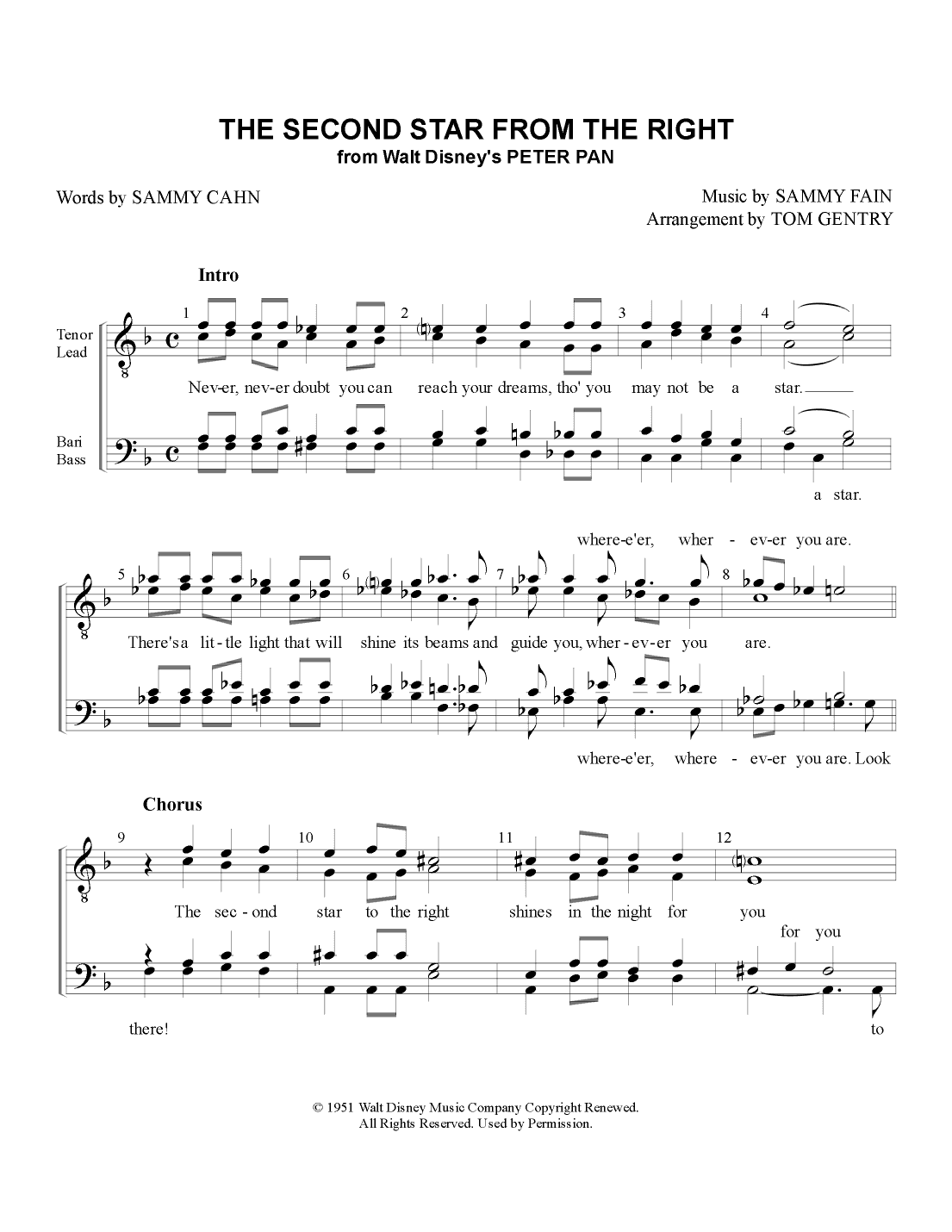 The Second Star To The Right (arr. Tom Gentry)