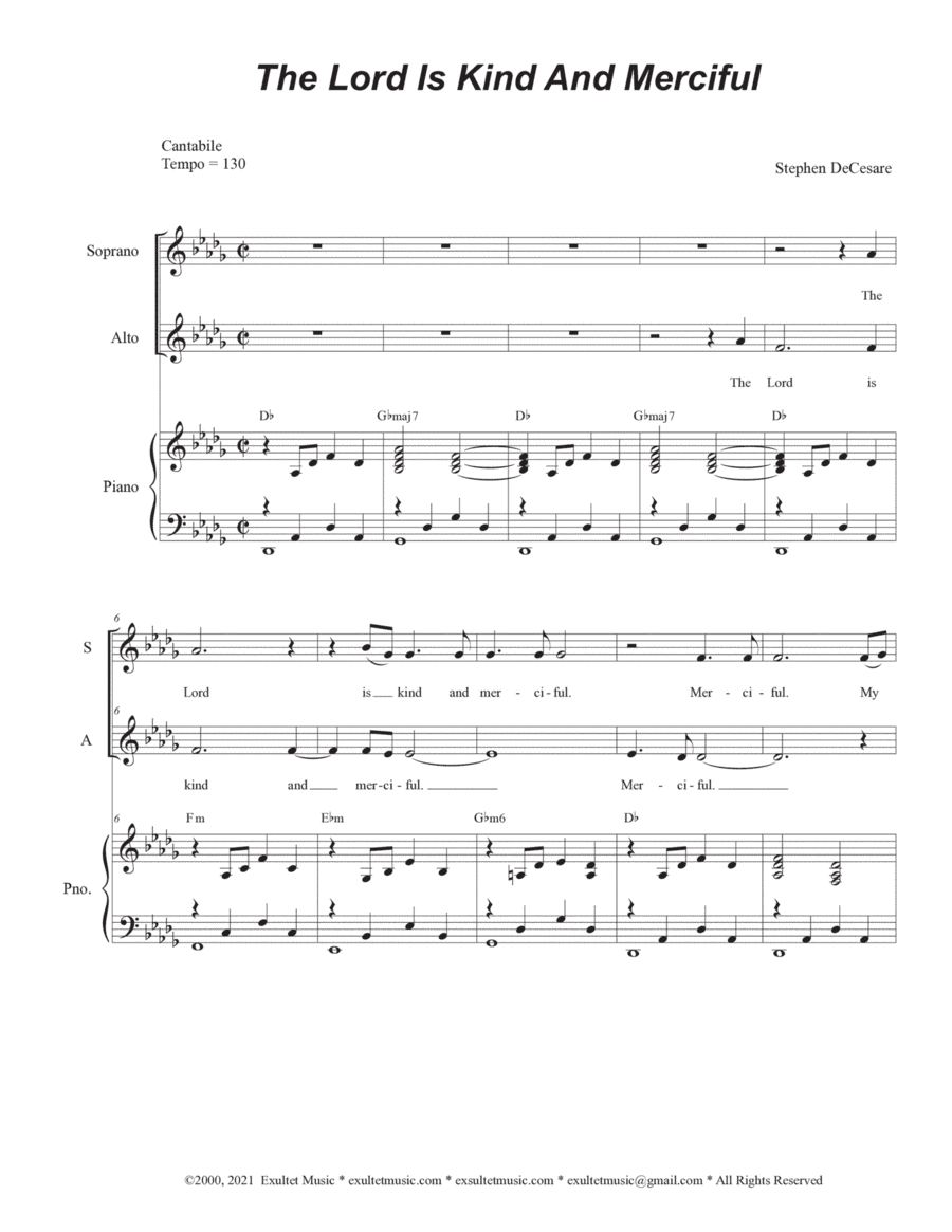 The Lord Is Kind And Merciful (Duet for Soprano and Alto solo)