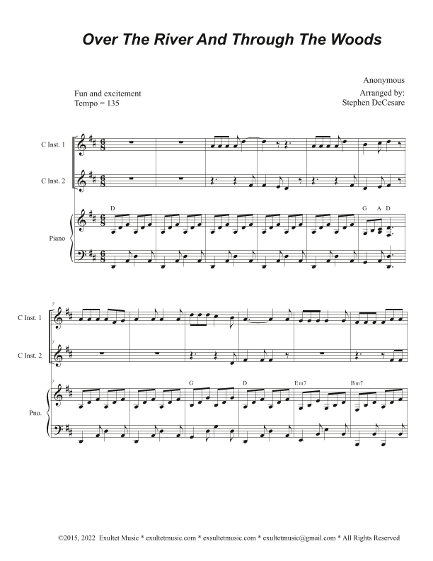 Over The River And Through The Woods (Duet for C-Instruments) (arr. Stephen DeCesare)