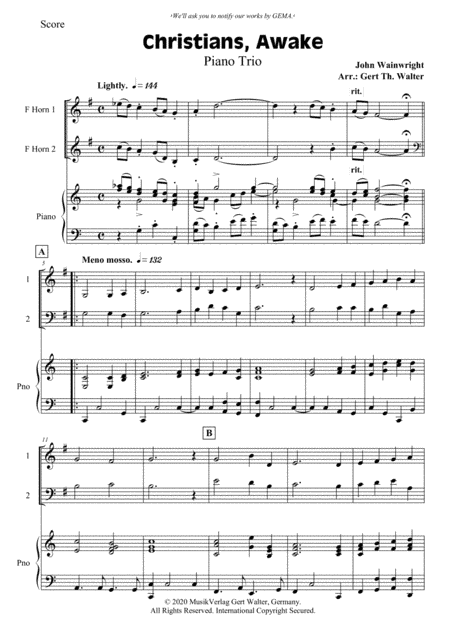 Christians, Awake, Salute The Happy Morn (arr. Gert Th. Walter)