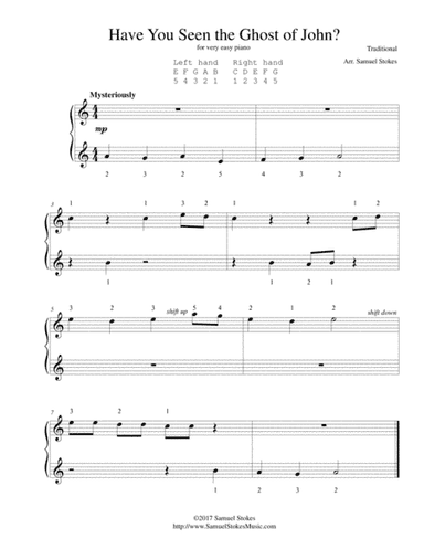 Have You Seen the Ghost of John? (aka "Ghost of Tom") - for very easy piano (arr. Samuel Stokes)