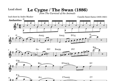 Camille Saint-Saens - Le Cygne / The Swan - lead sheet (arr. Andre Maaker)